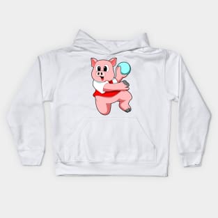 Pig as Handball player with handball Kids Hoodie